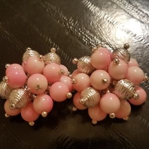 Matisse pink beaded with silver beads earrings